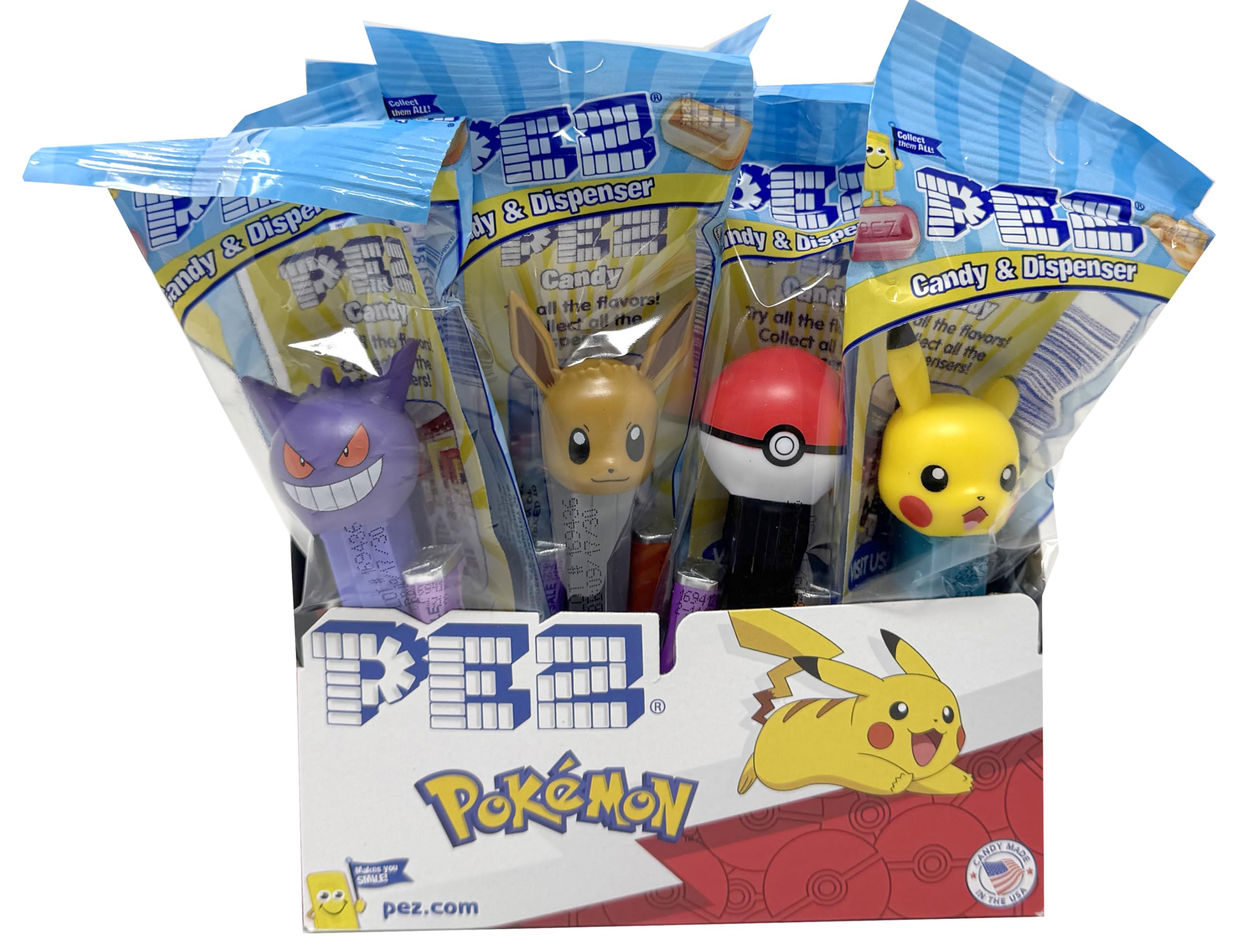 PEZ Pokemon dispensers 12-pack with candy, ideal party favors for kids.