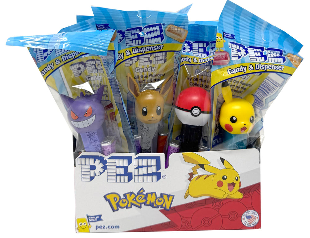 PEZ Pokemon dispensers 12-pack with candy, ideal party favors for kids.