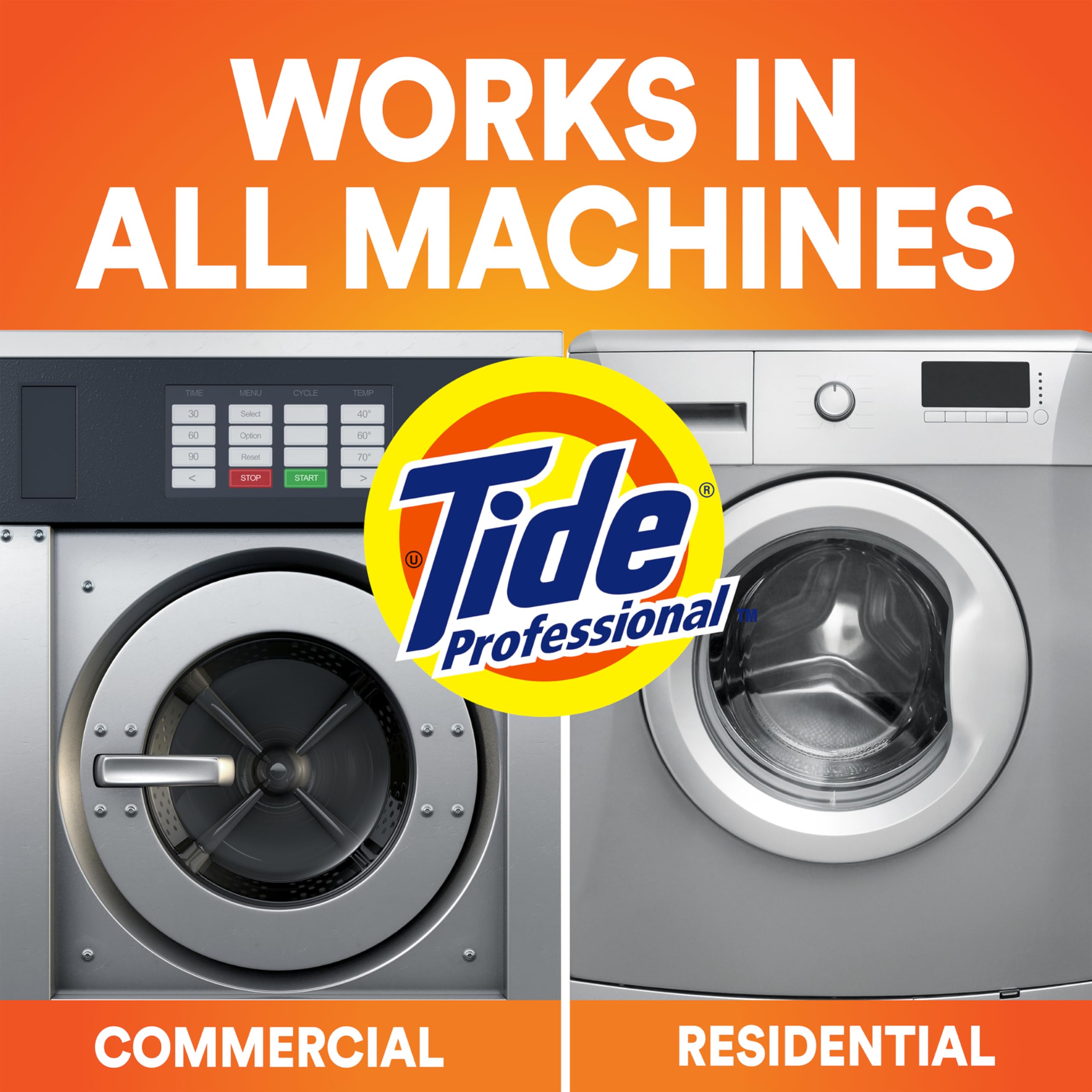 Vending display featuring Tide powder single-use packets for quick loading