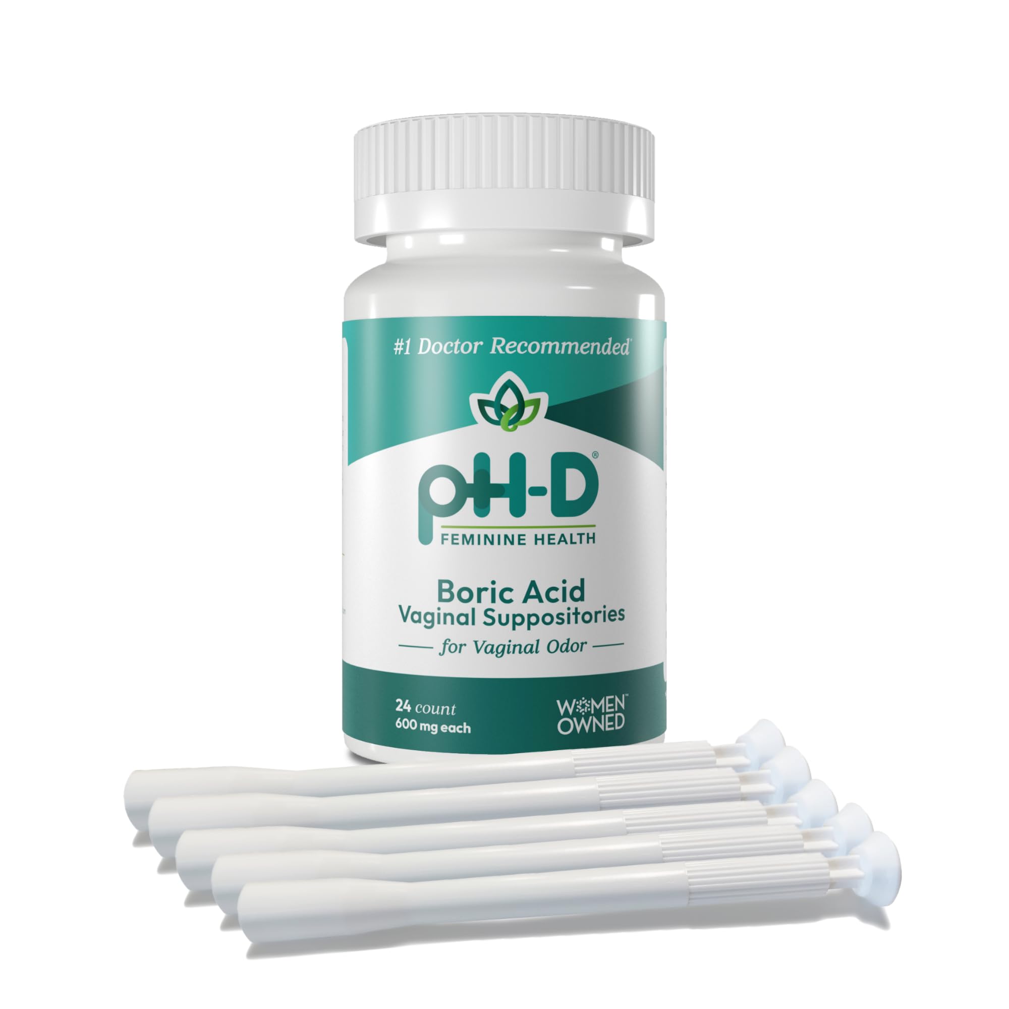 pH-D boric acid suppositories 24 count box for daily vaginal balance