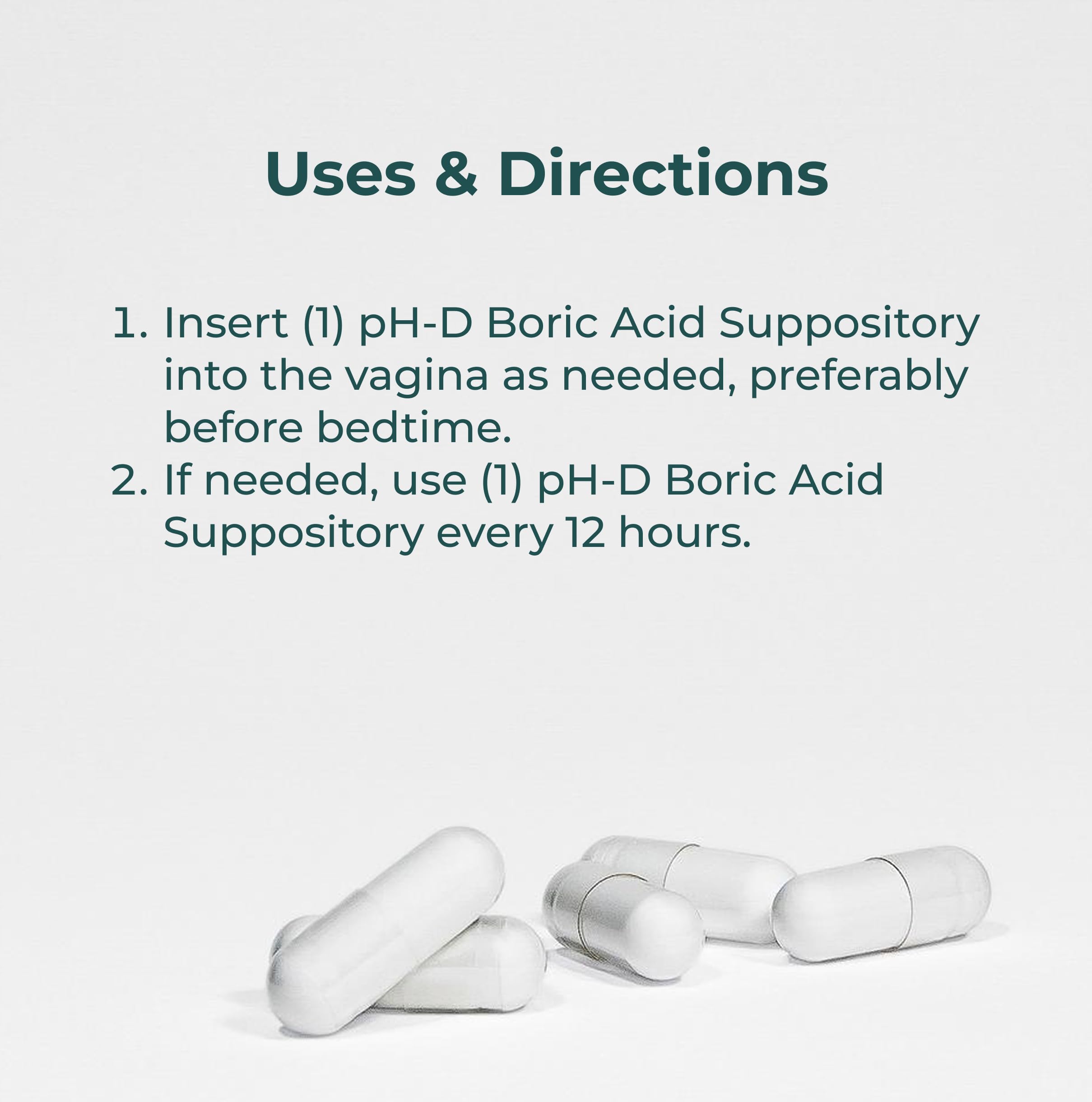 pH-D boric acid suppositories illustrated instructions guide safe, hygienic nightly use