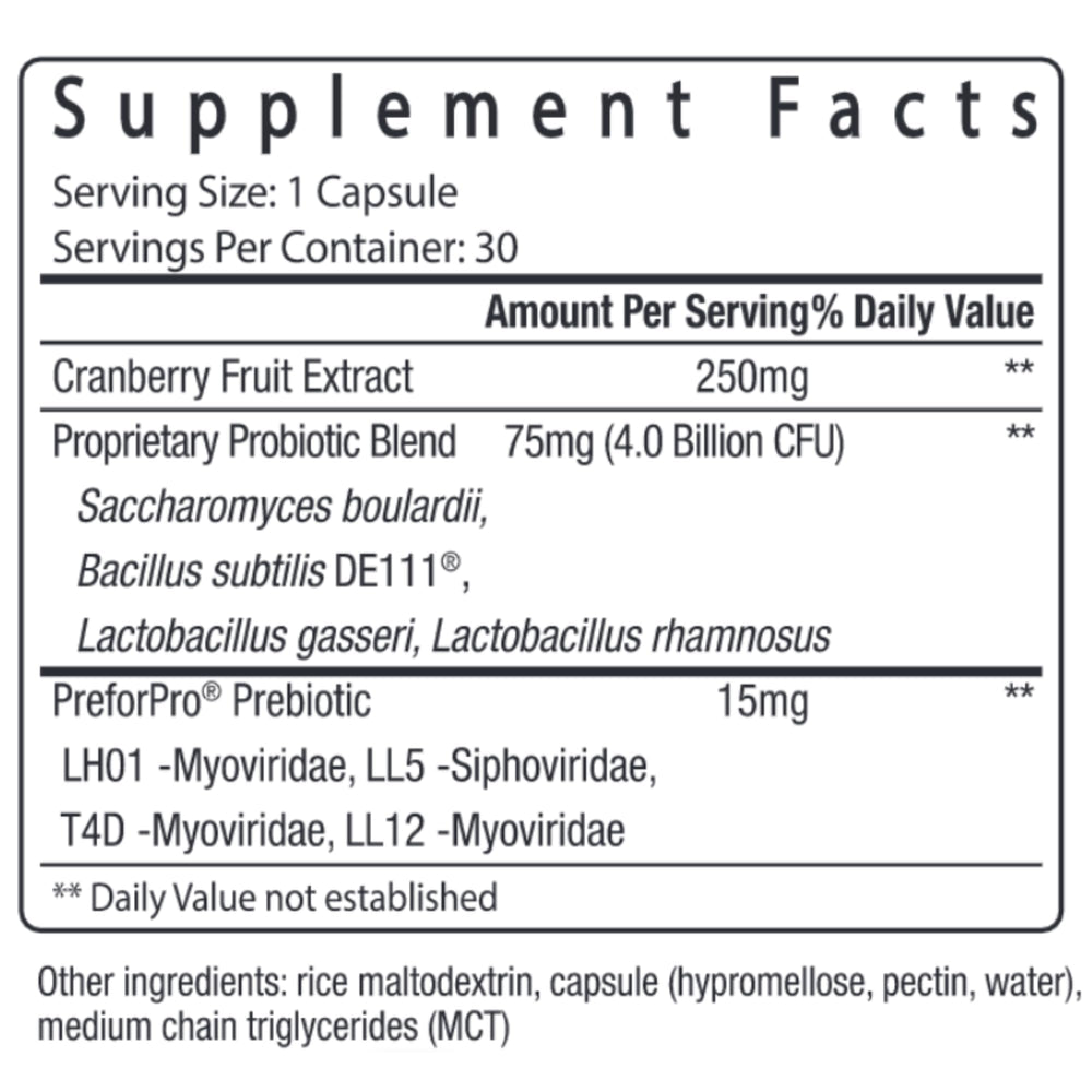 pH-D cranberry extract label illustration for natural antioxidant ingredients.