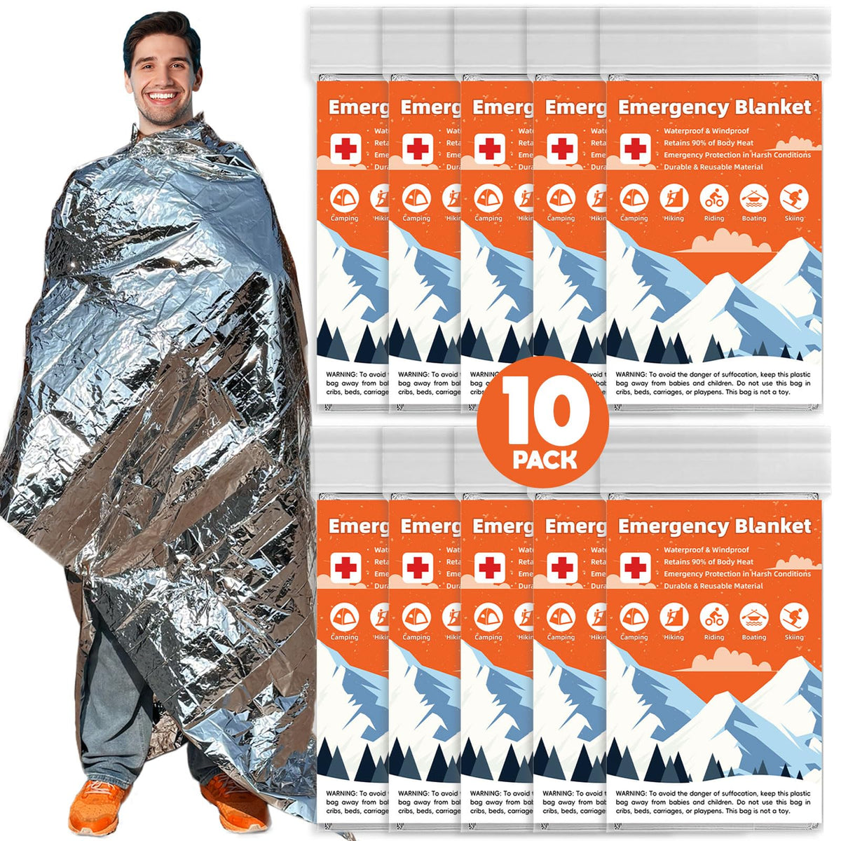 Phafaloop emergency thermal blanket reflecting heat for warmth retention.