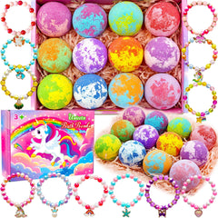 Phaorui unicorn bath bomb reveals a surprise bracelet inside for kids during bath time