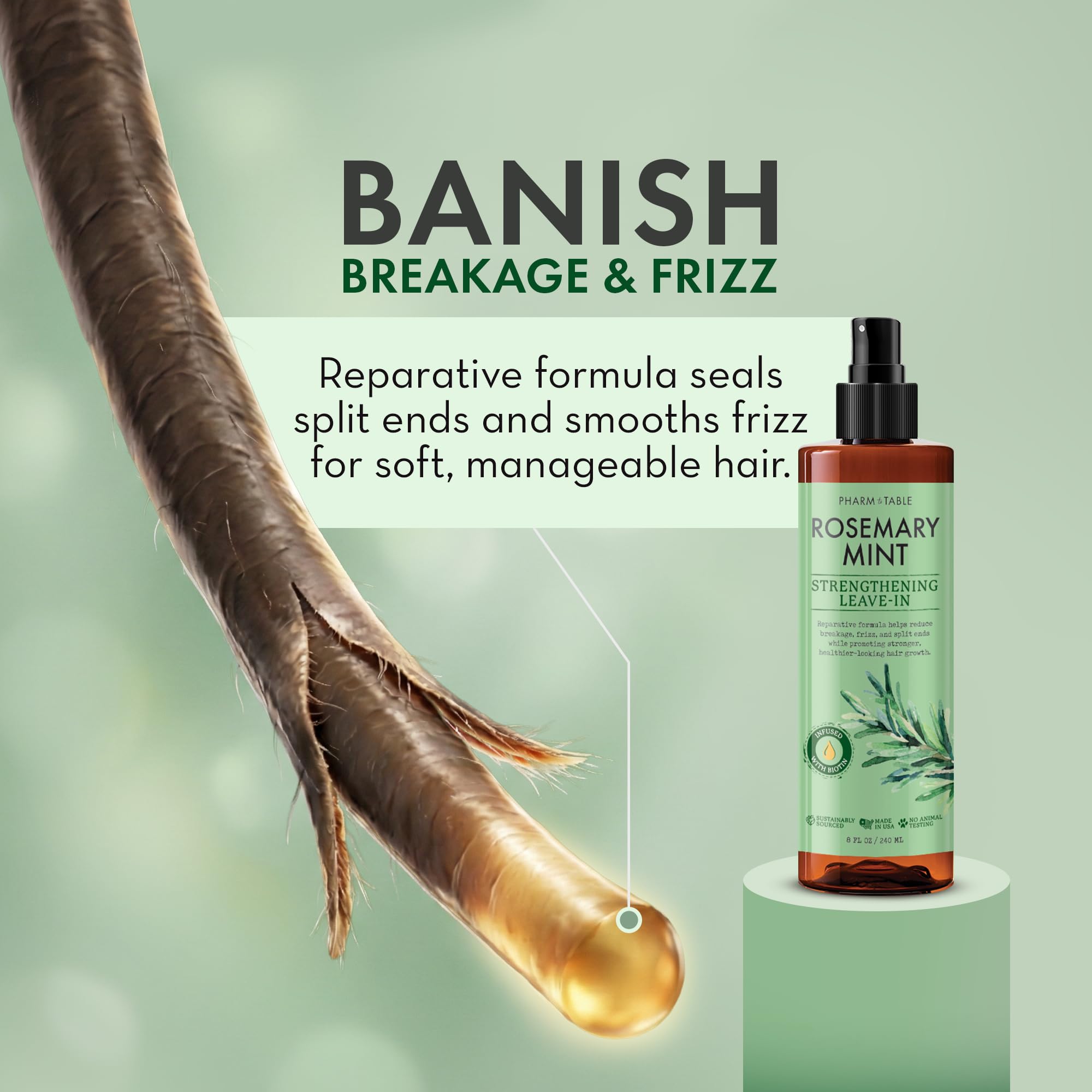 PHARM TO TABLE Leave-In Conditioner Rosemary and Mint natural ingredients tea tree oil.