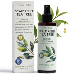 PHARM TO TABLE Tea Tree Leave-In Spray bottle for quick scalp relief and detangling