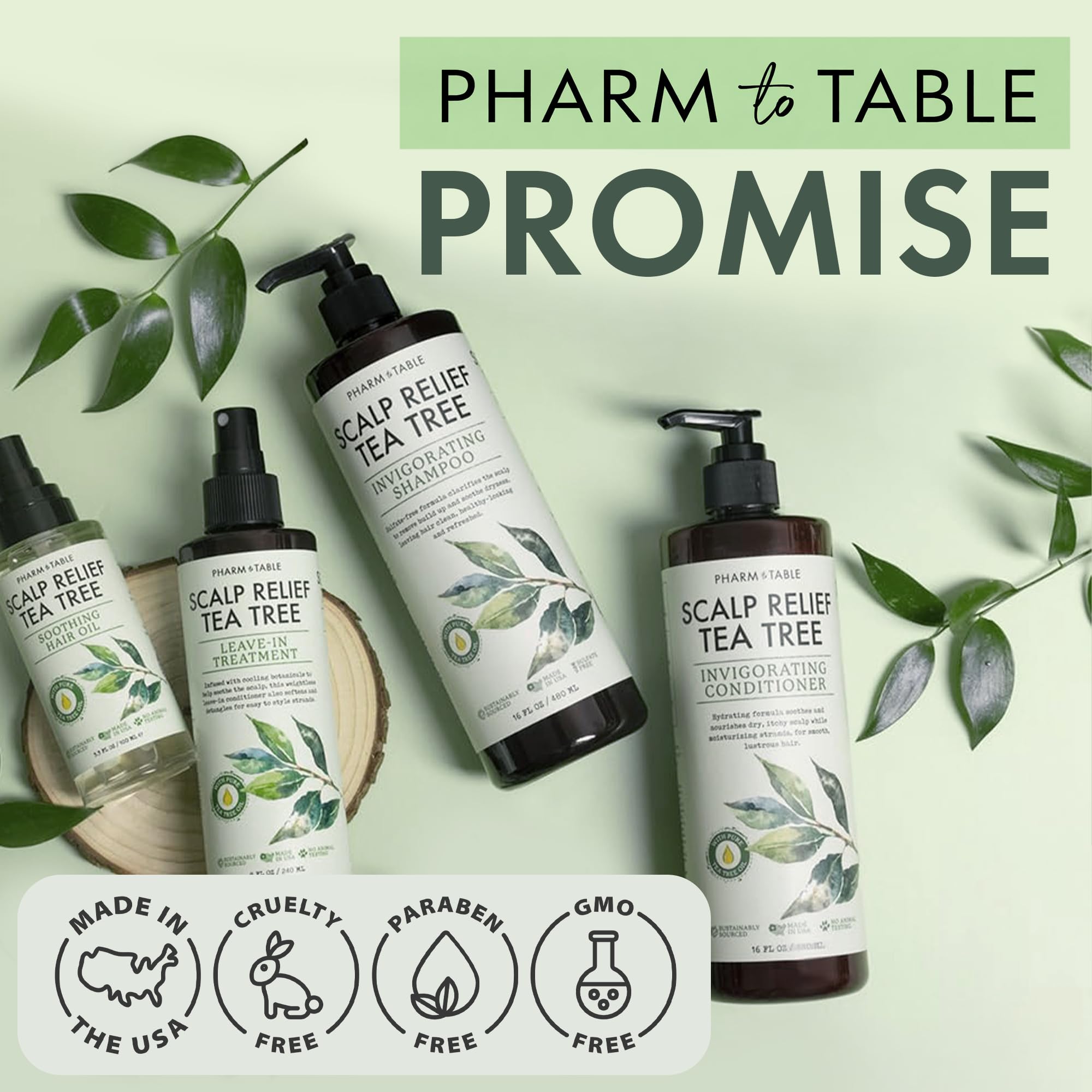 PHARM TO TABLE Natural tea tree blend supports hydration and scalp comfort