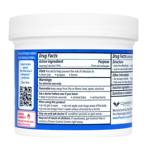 The Pharma-C Company 70% IPA pads, 3-inch diameter, for wider surface coverage.