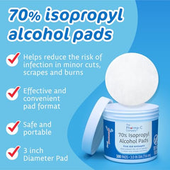 The Pharma-C Company pads used in first aid kits for quick prep tasks.