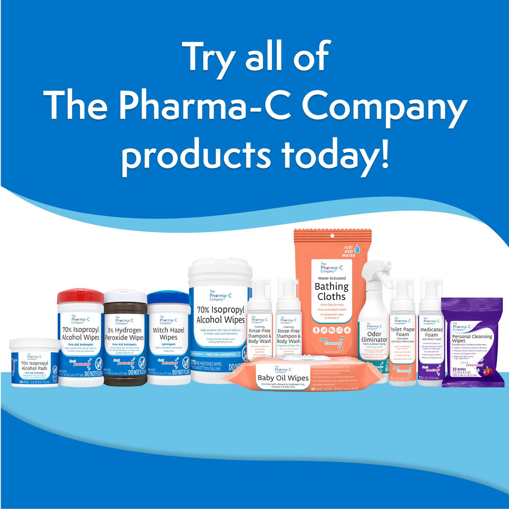 The Pharma-C Company wipes for quick, convenient care.