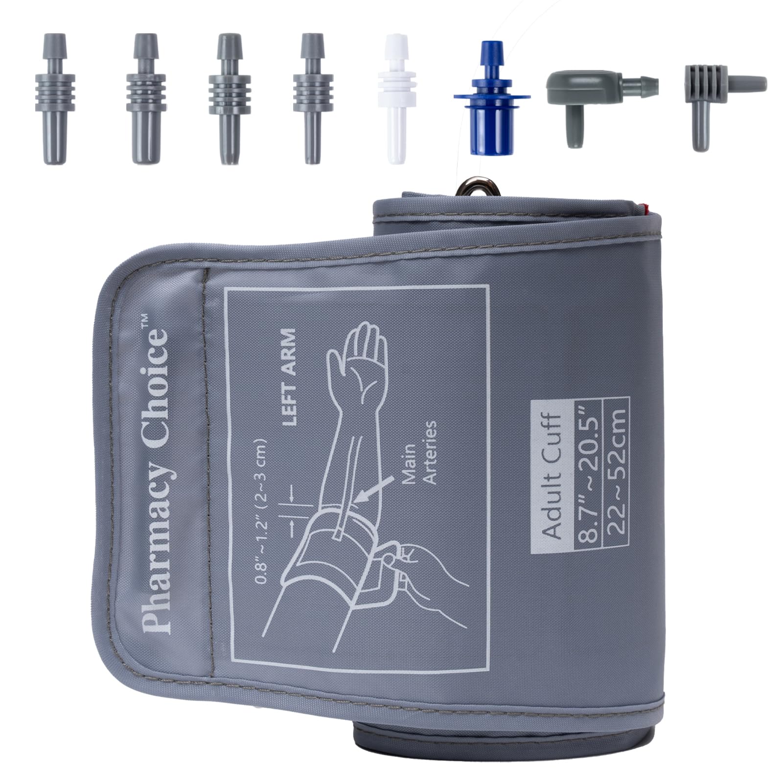 Pharmacy Choice extra-large arm cuff with eight connectors for versatile monitor compatibility.