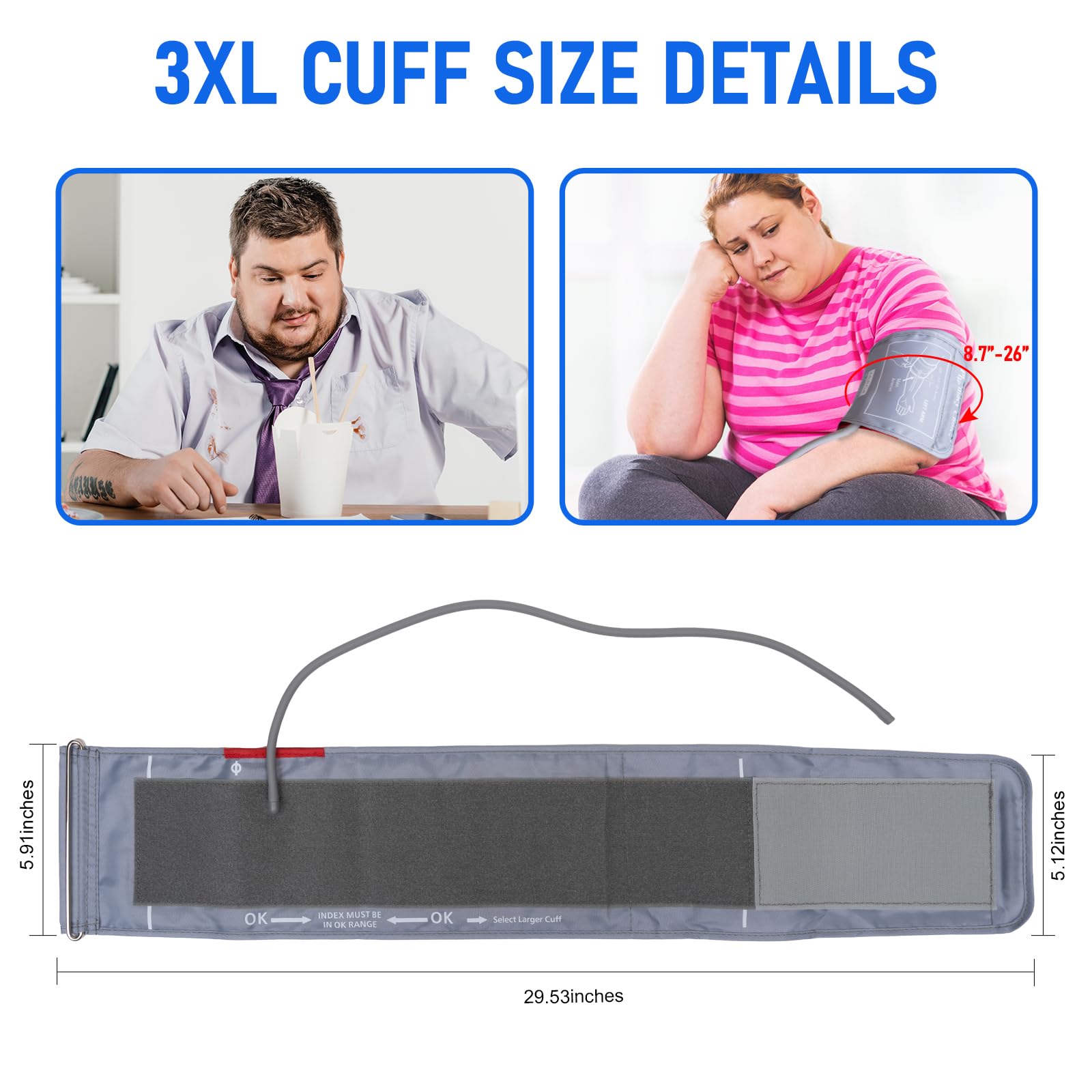 Hair-friendly Velcro on the 3XL cuff for comfortable wear.