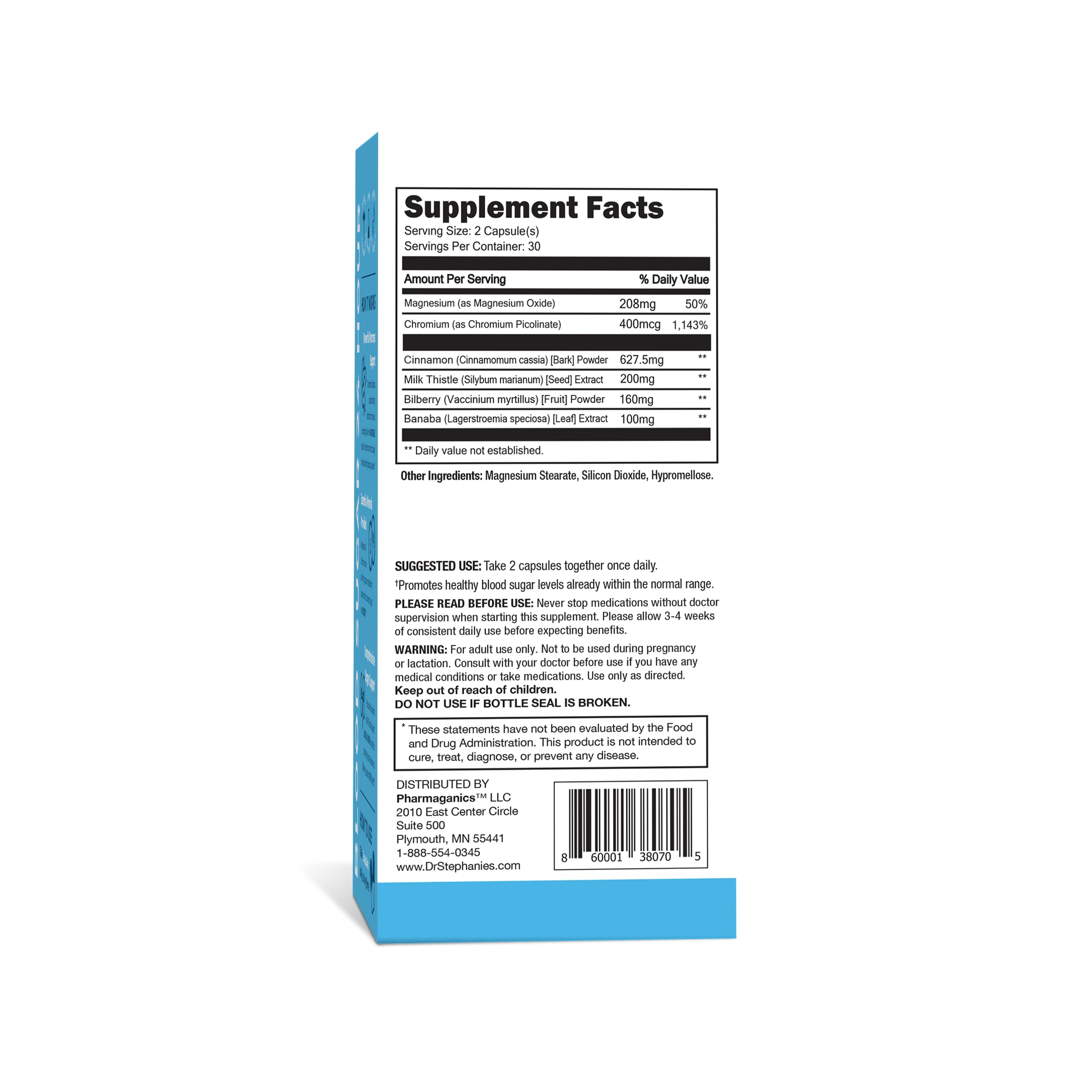 Pharmaganics Blood Sugar Banaba ingredients appear in packaging to support balanced daily habits.