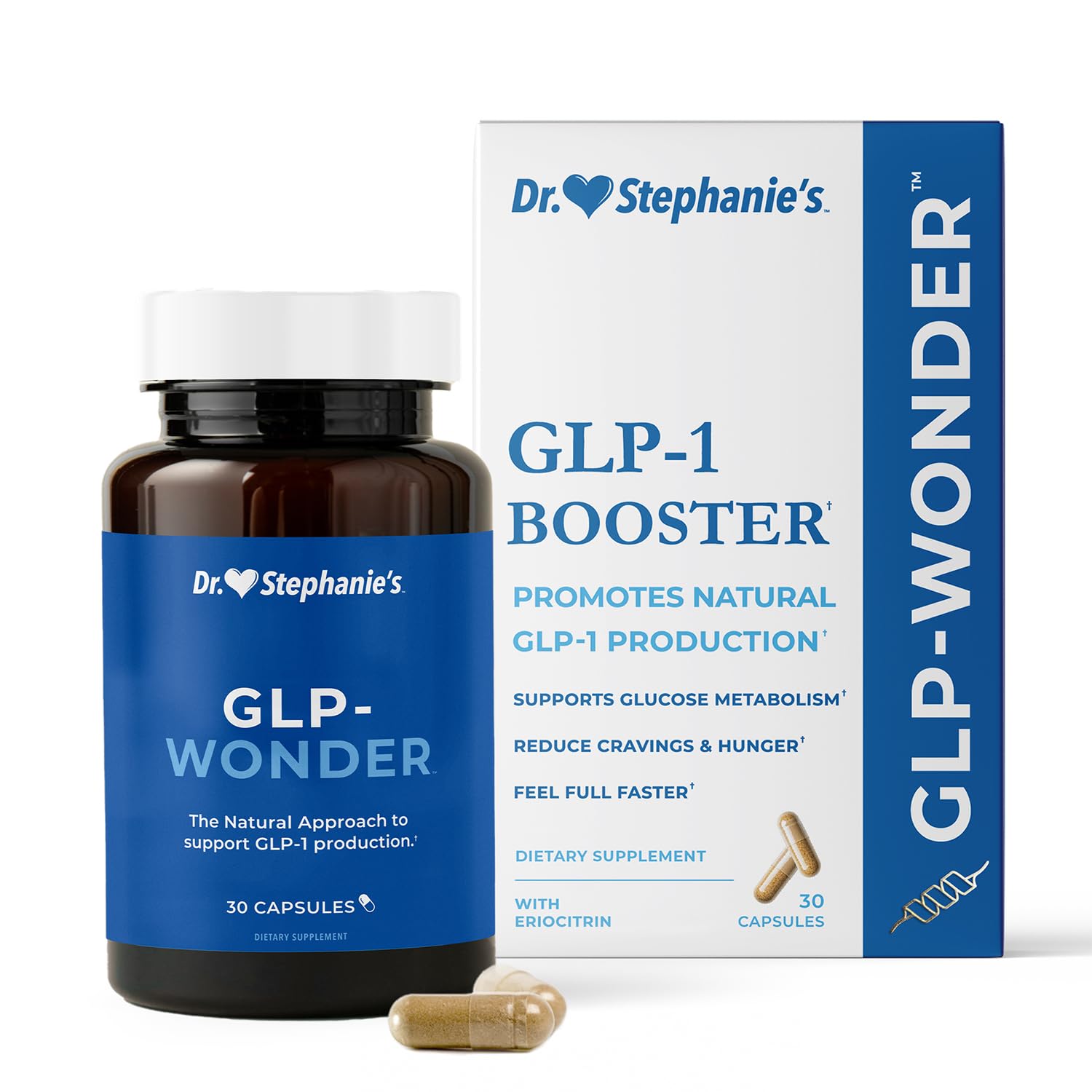 Pharmaganics GLP-Wonder bottle displayed for daily hunger control and easy dosing.