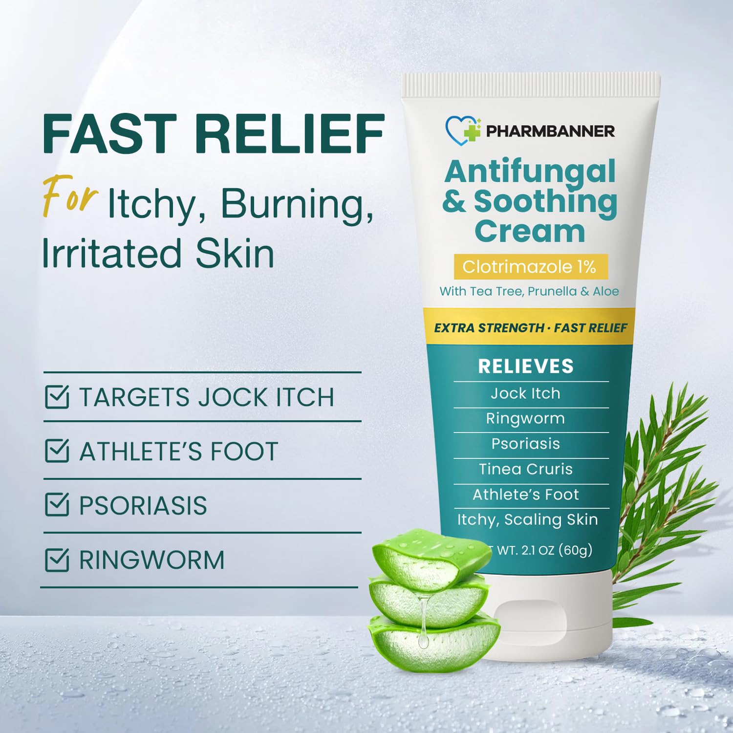 PHARMBANNER antifungal cream targets jock itch with fast, local relief.