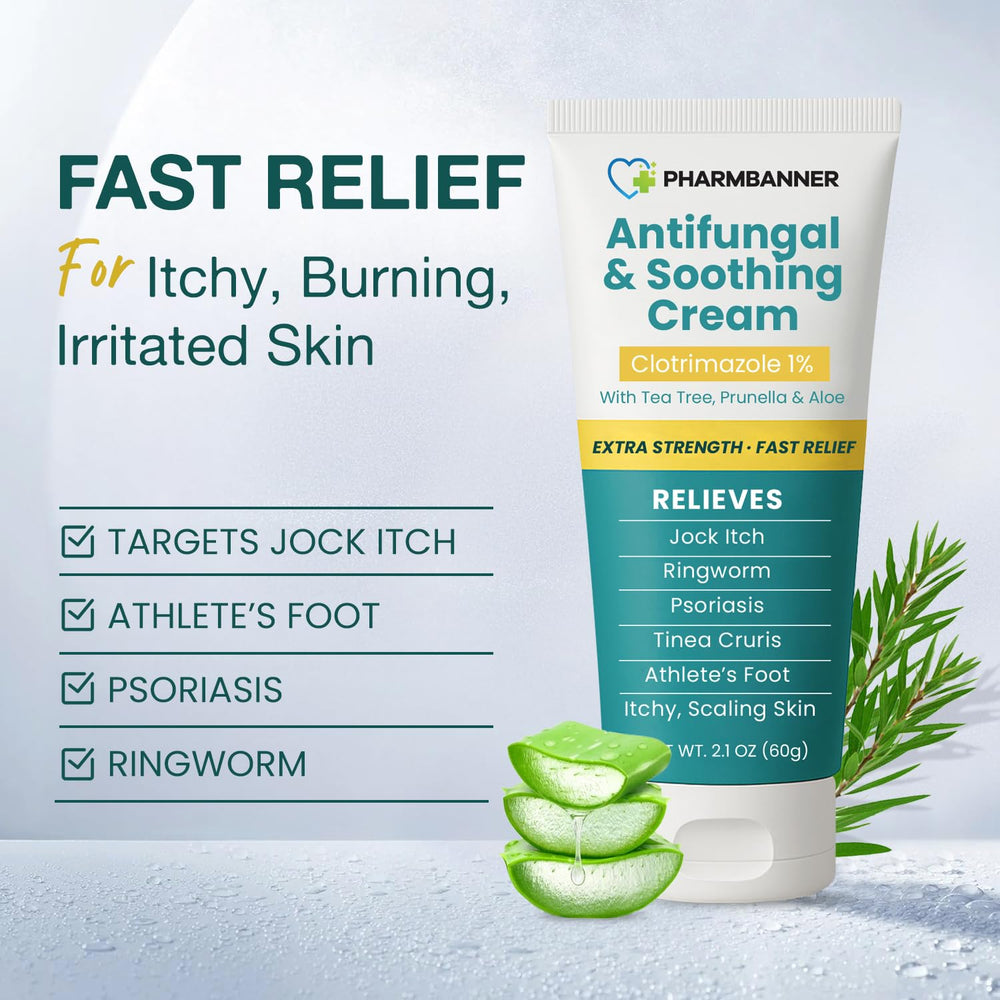 PHARMBANNER antifungal cream targets jock itch with fast, local relief.