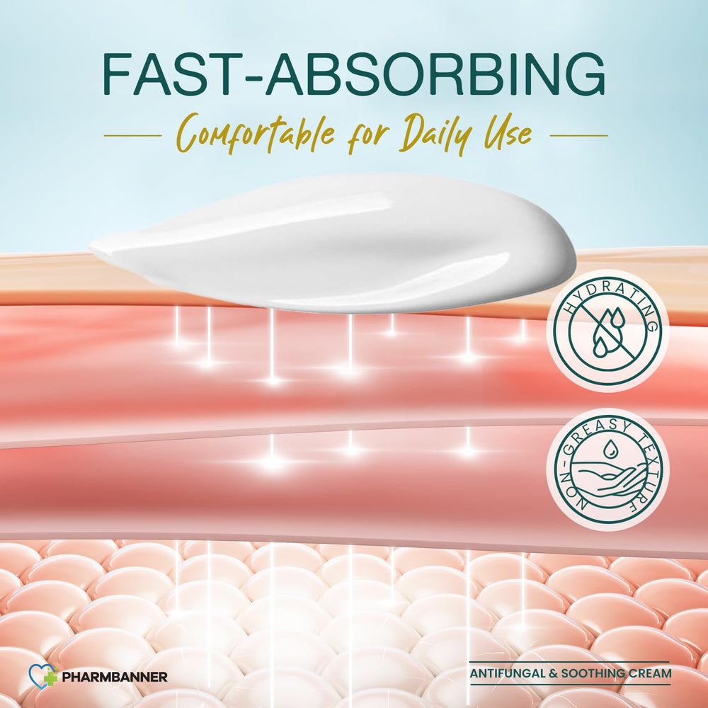 PHARMBANNER antifungal cream supports psoriasis-prone skin with gentle care.