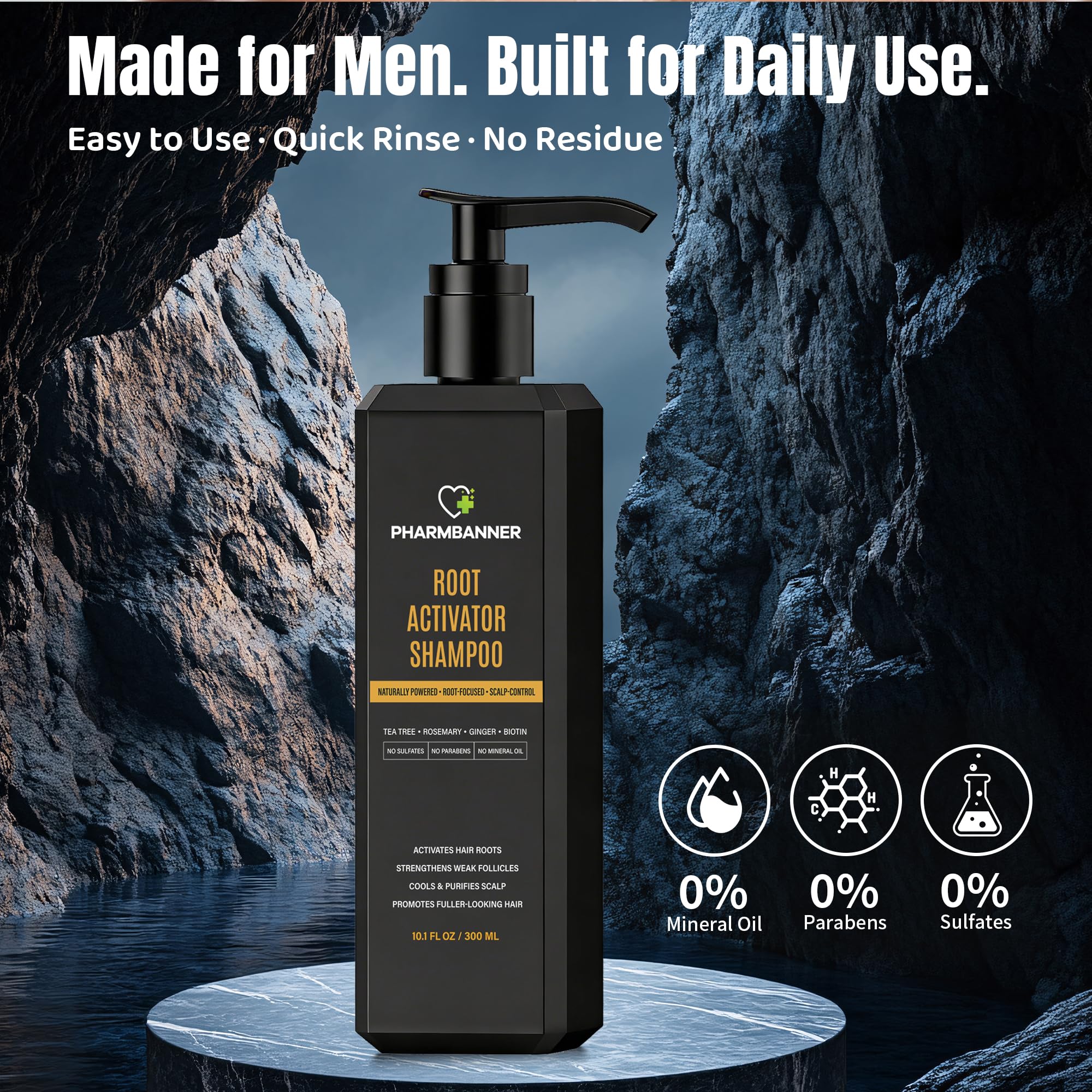 PHARMBANNER Root Activator foamy-lather demonstrates a gentle cleansing texture.