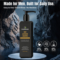 PHARMBANNER Root Activator foamy-lather demonstrates a gentle cleansing texture.