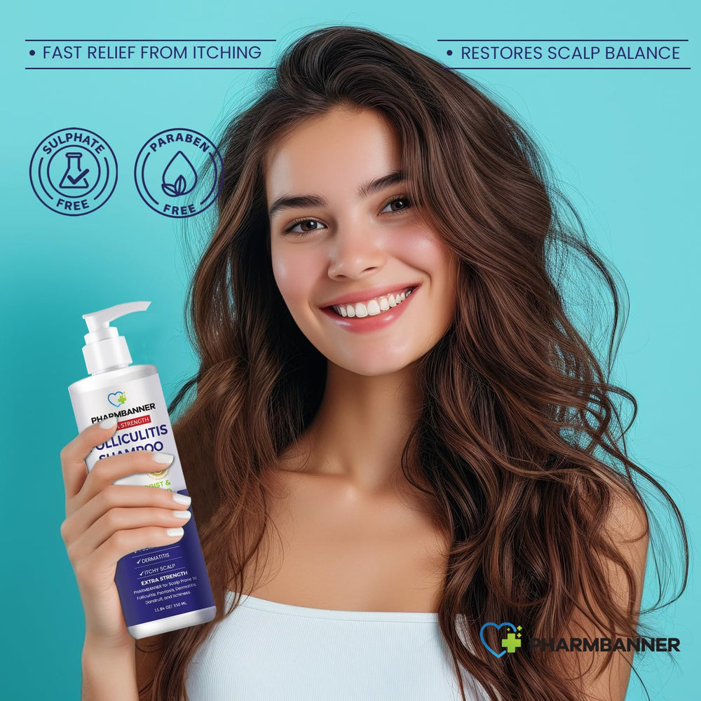 PHARMBANNER two-step scalp care set on shelf display