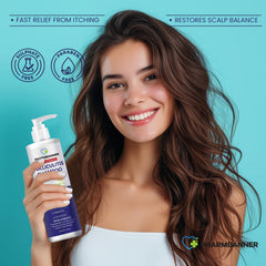 PHARMBANNER two-step scalp care set on shelf display