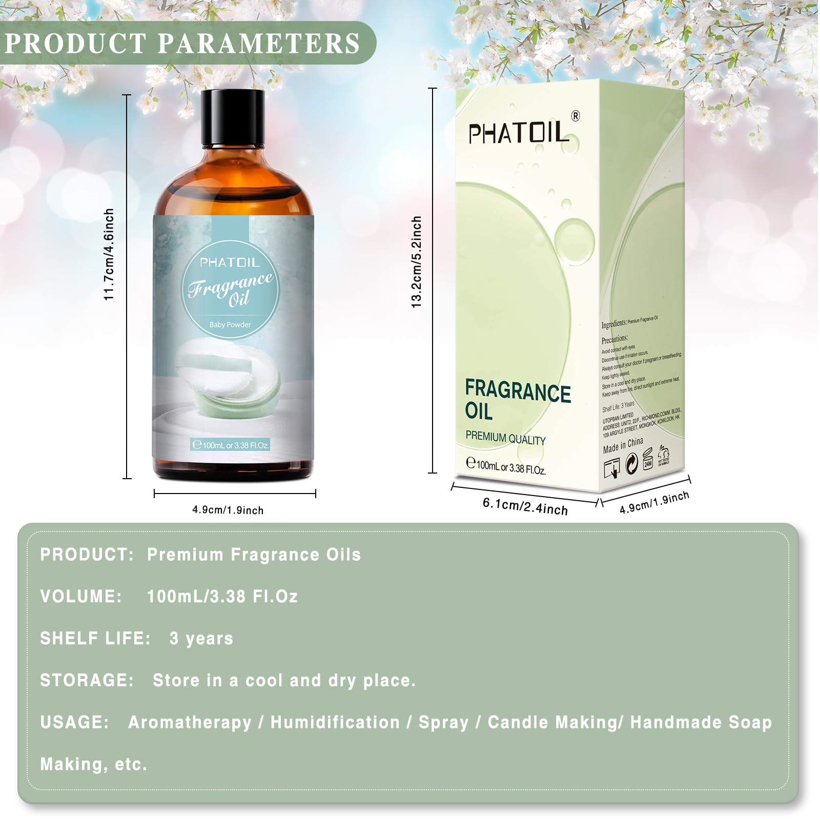 PHATOIL aromatherapy diffuser oil bottle for long-lasting scent