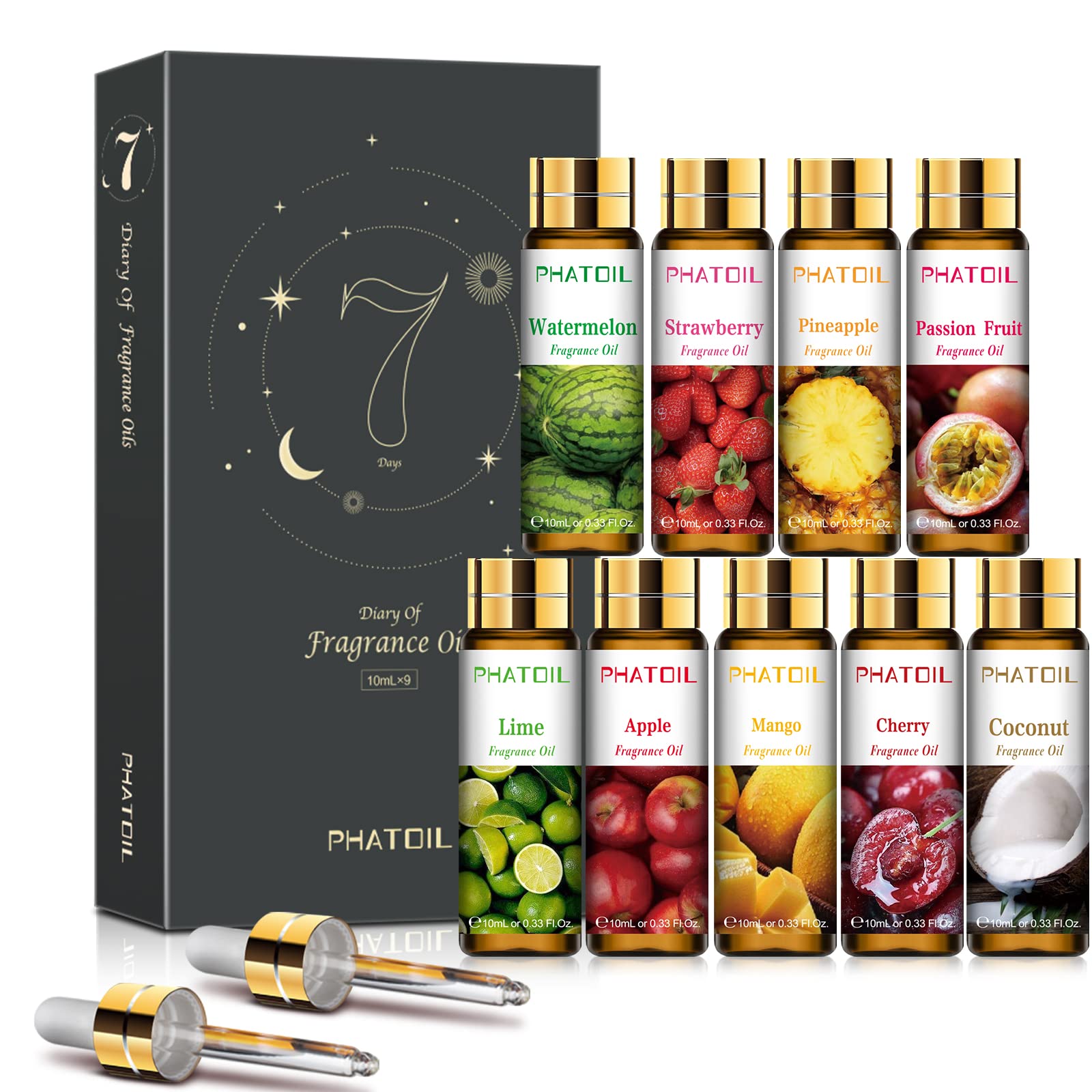 PHATOIL Fruity Fragrance Oil Set front packaging for gift-ready presentation.