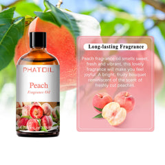 PHATOIL peach fragrance oil in diffuser setup for a calming ambiance.