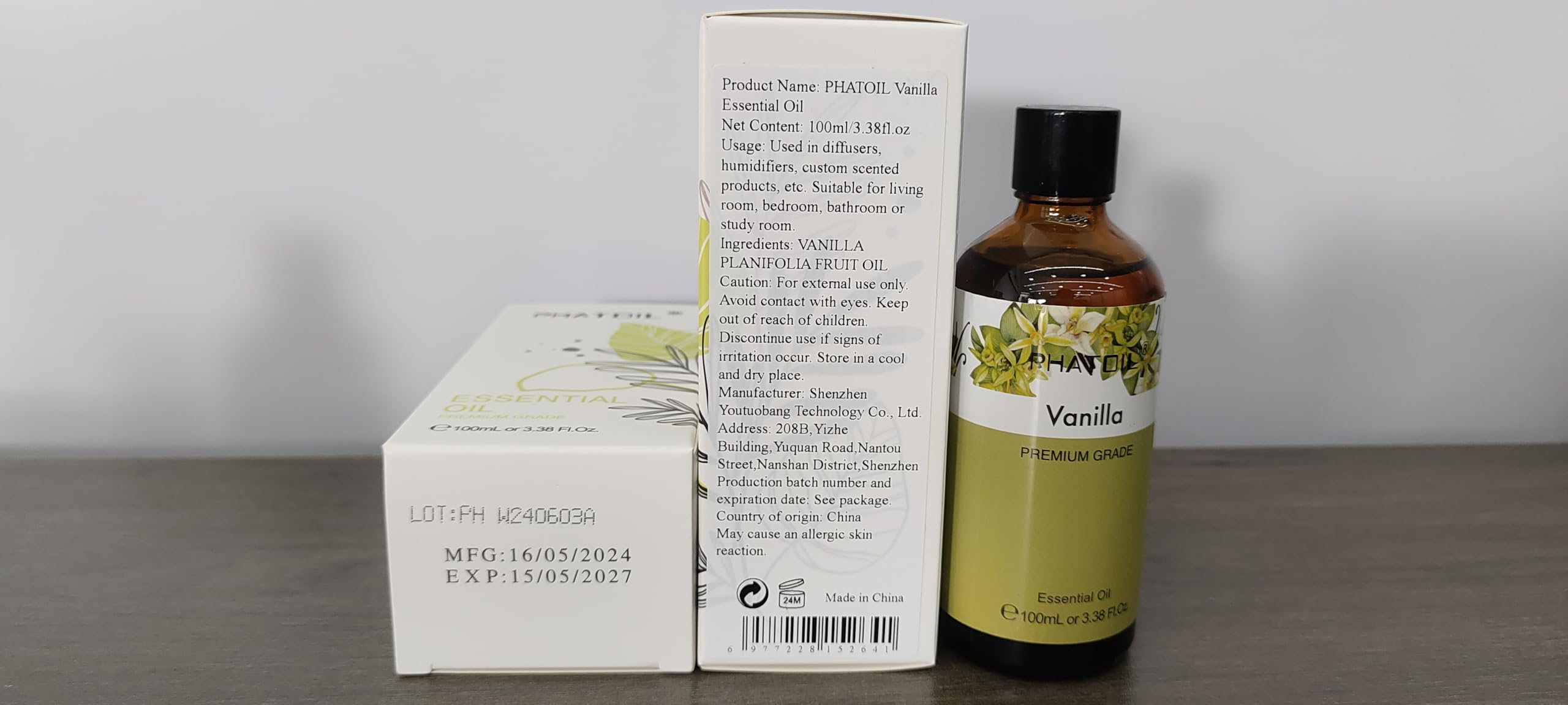 PHATOIL vanilla oil stored properly in a cool, dark place