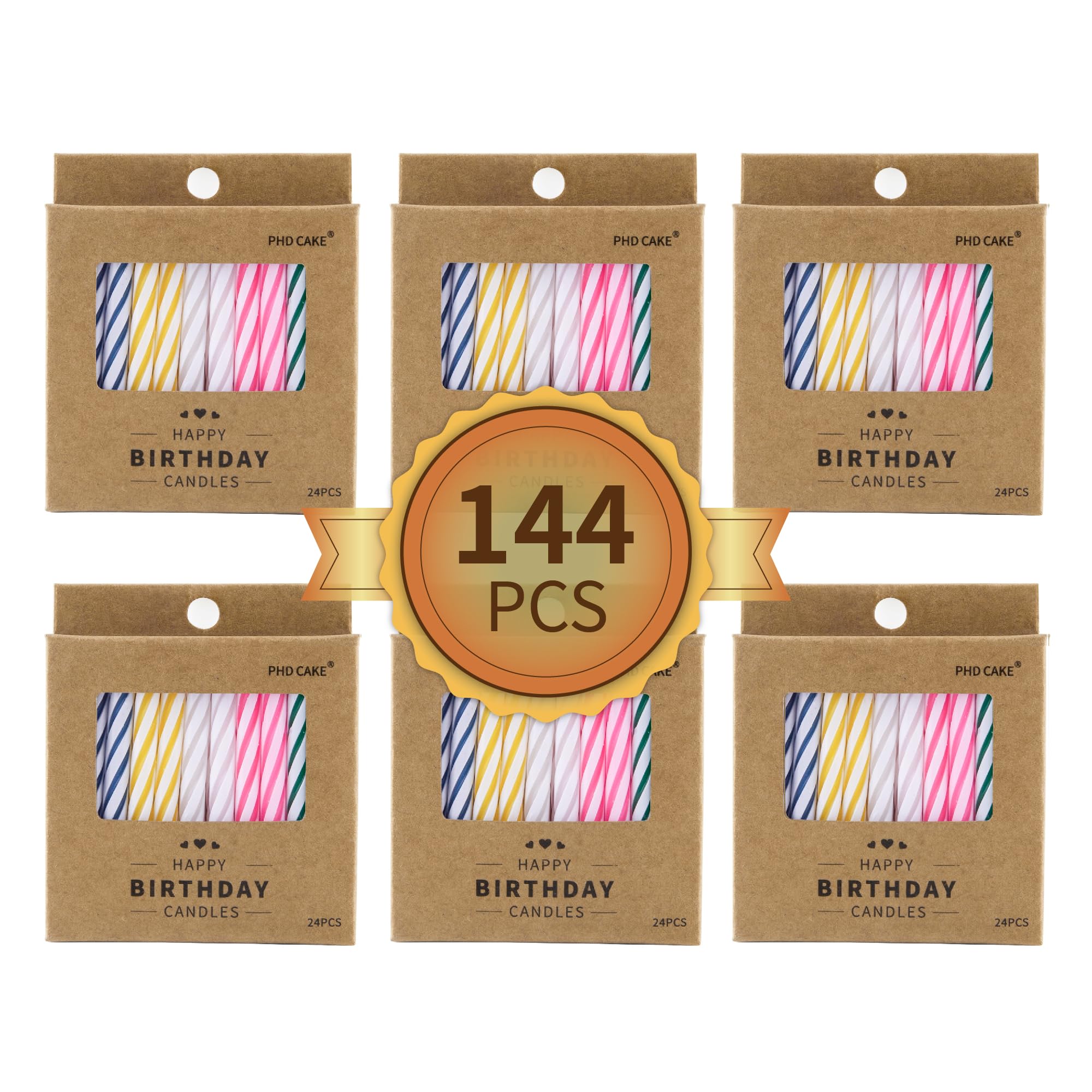 PHD CAKE 144-count spiral candles pack for large celebrations