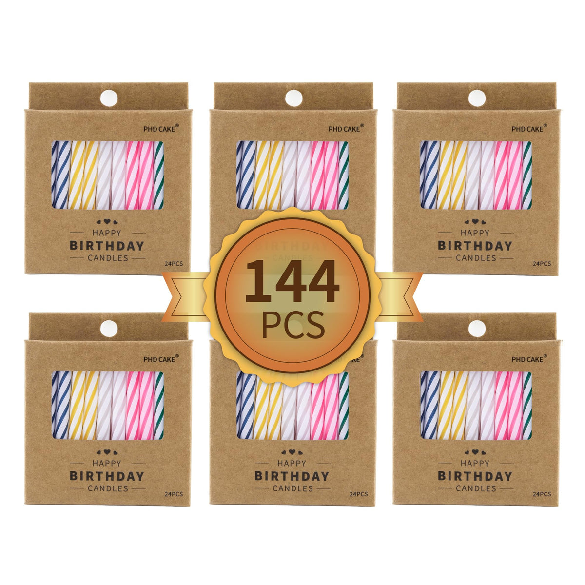 PHD CAKE 144-count spiral candles pack for large celebrations