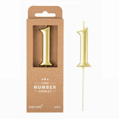 PHD CAKE 2.76-inch gold 1 number candle on cake for an elegant celebration