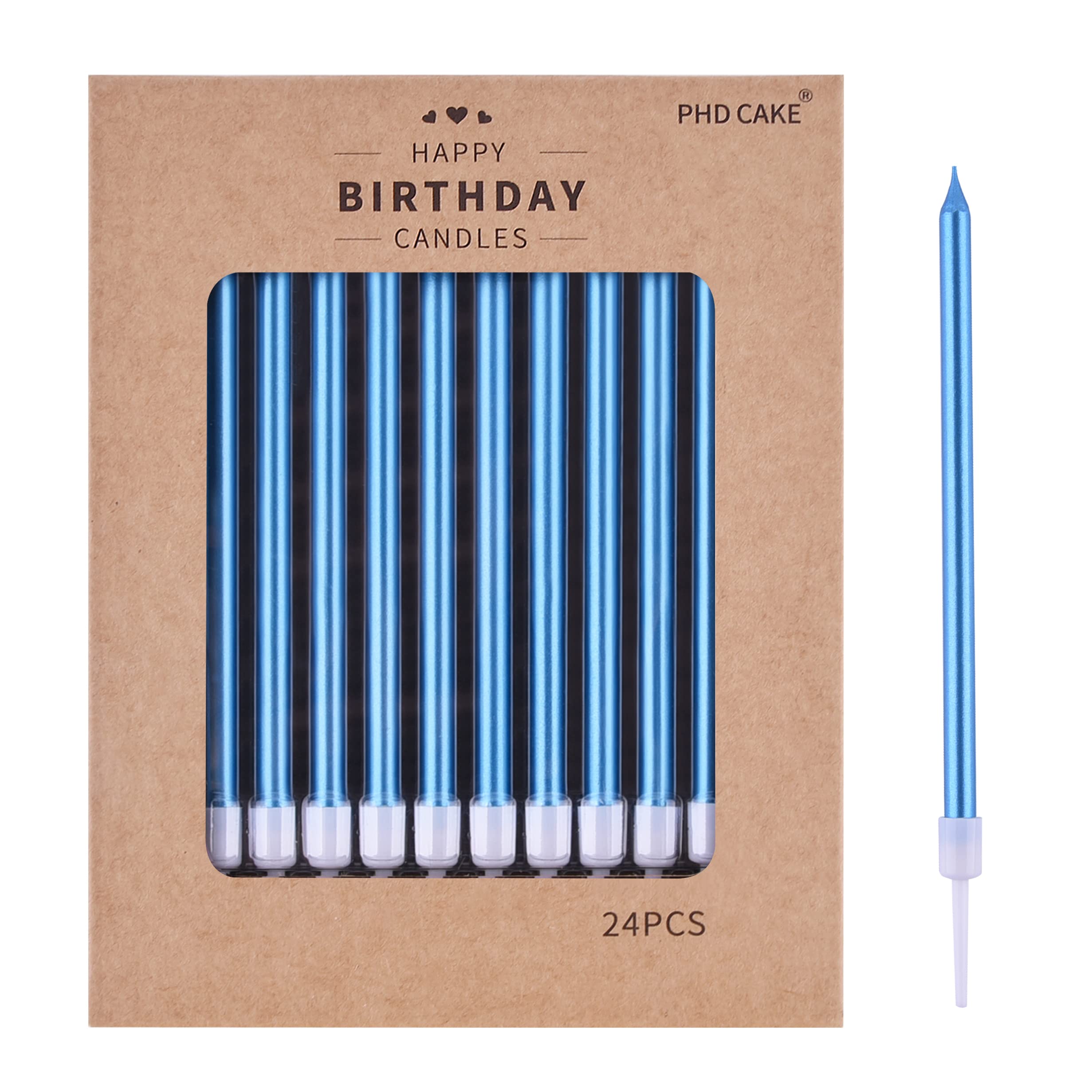 PHD CAKE blue long thin candle for elegant birthday cake displays