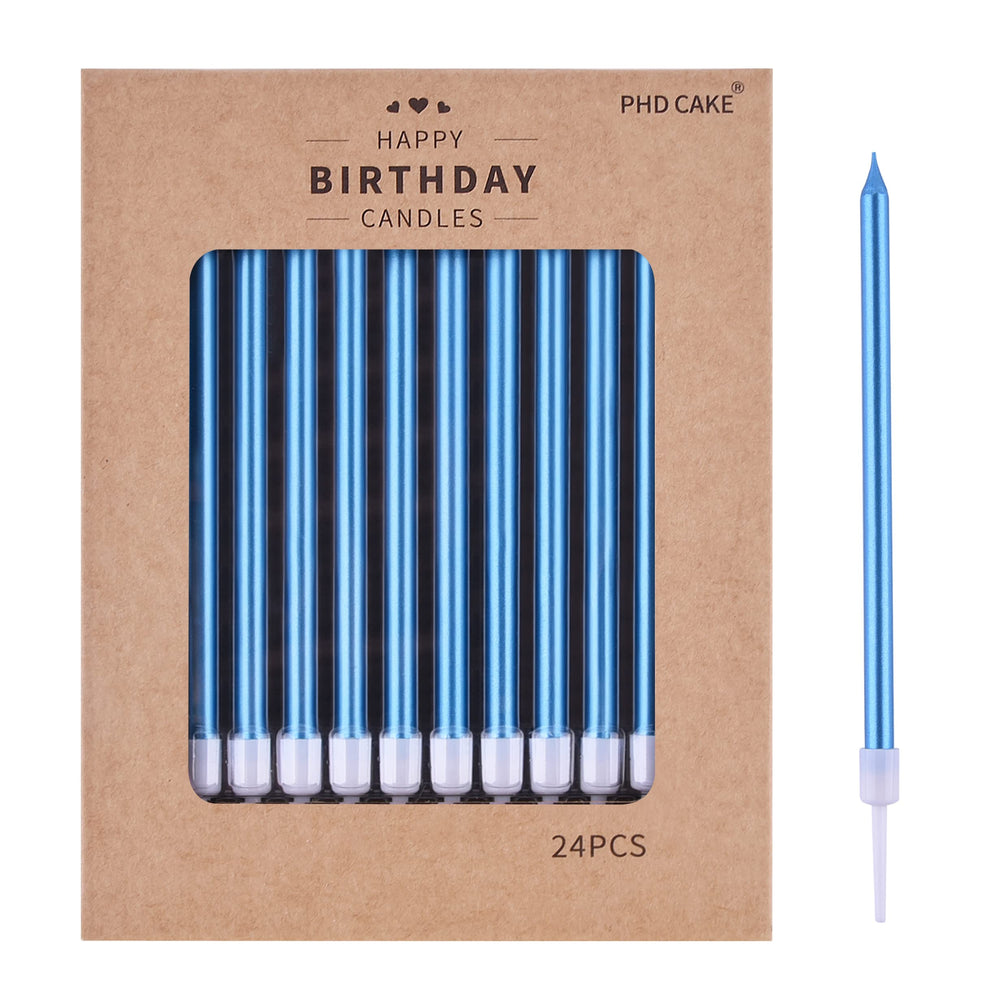 PHD CAKE blue long thin candle for elegant birthday cake displays