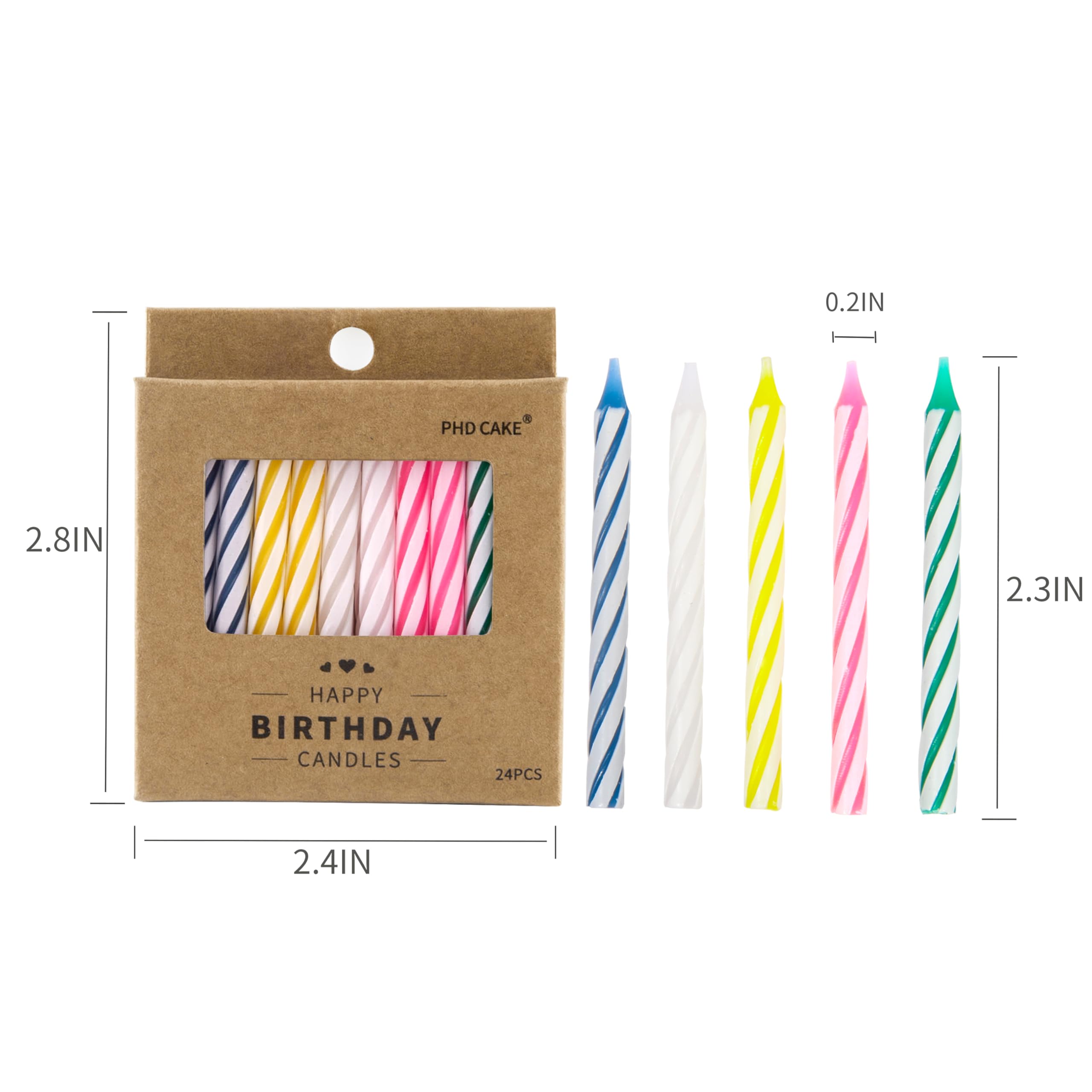 PHD CAKE colorful spiral candles on cake for festive decoration