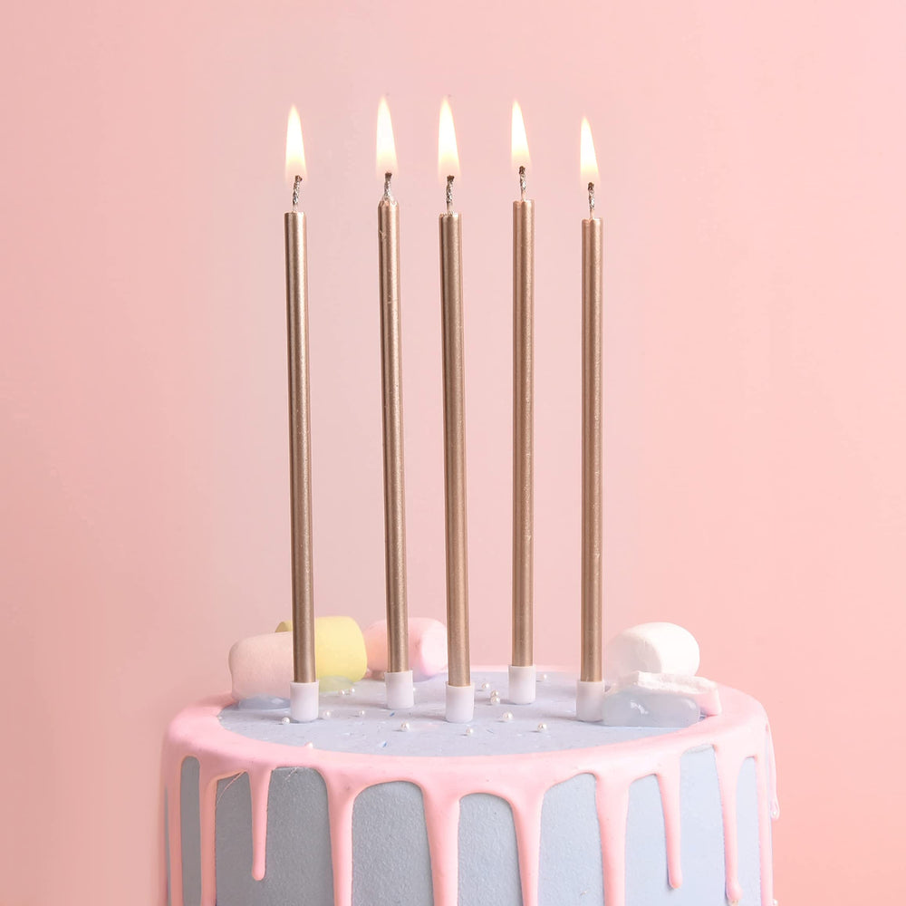 PHD CAKE Champagne Gold taper candle creates wedding cake drama and shine