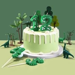 PHD CAKE dinosaur cake candle with holder keeps wax off surface