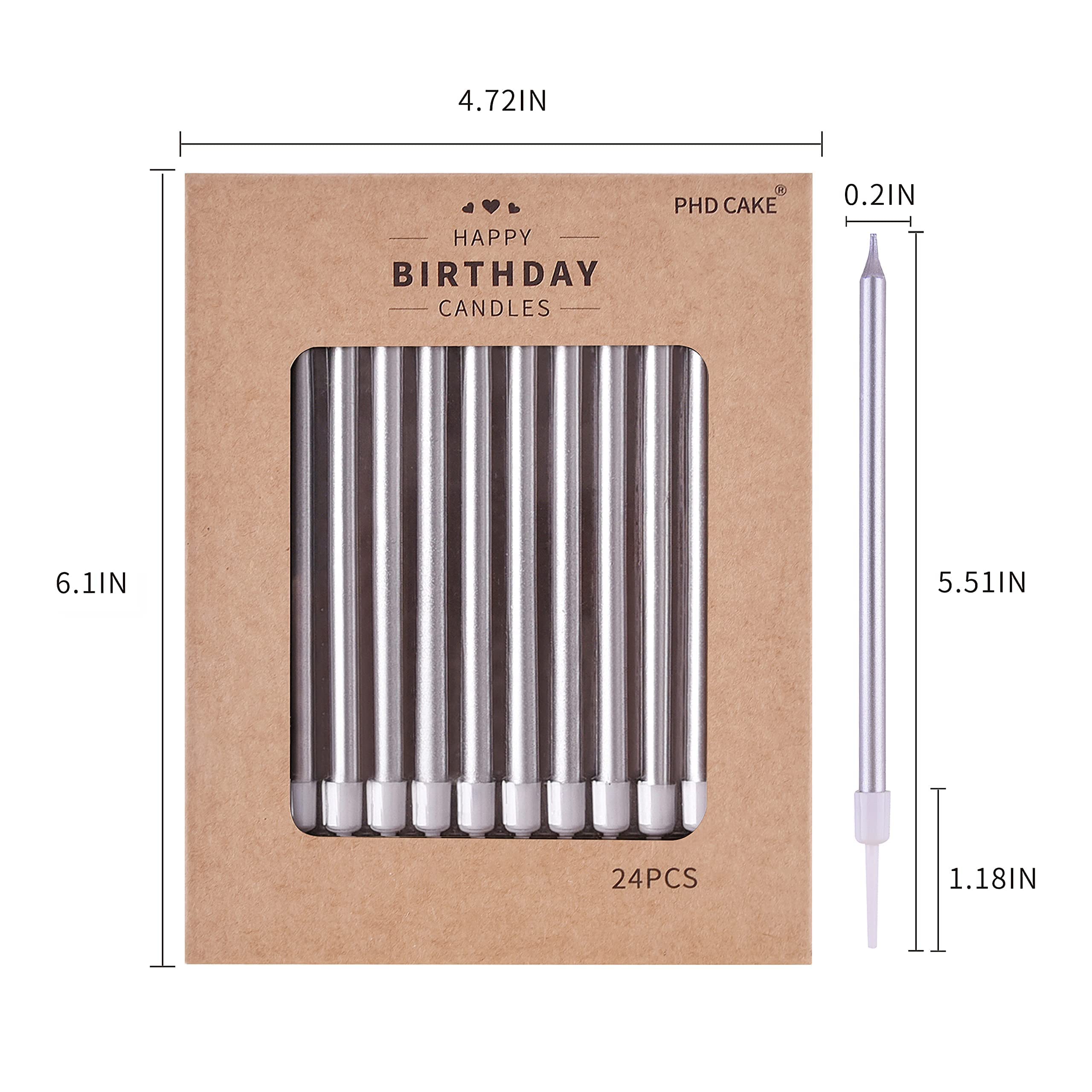 PHD CAKE elegant silver cake candles for celebrations and desserts