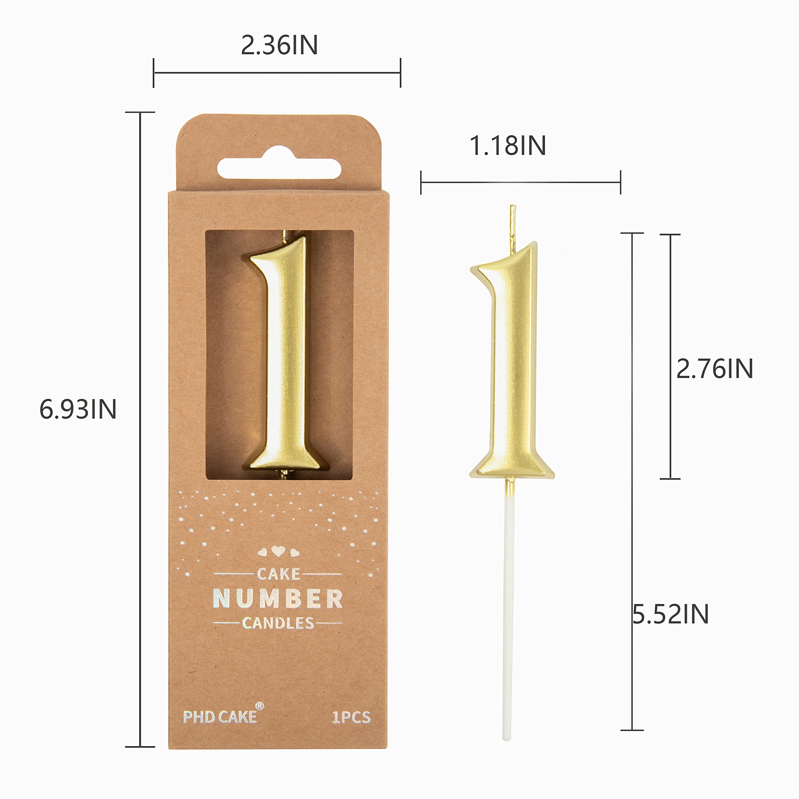 PHD CAKE long burning 2.76-inch candle ideal for singing and photos