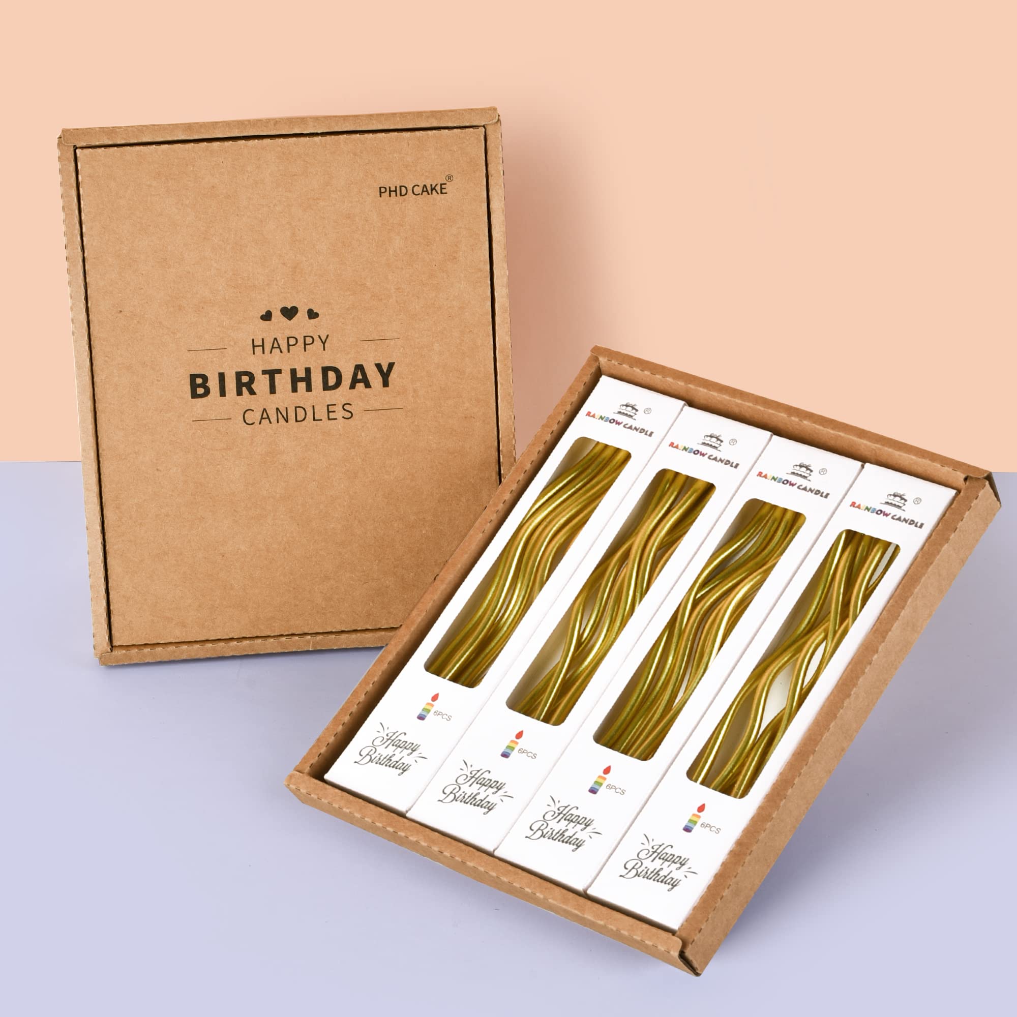 PHD CAKE long-thin spiral candles create elegant candlelight for celebrations.