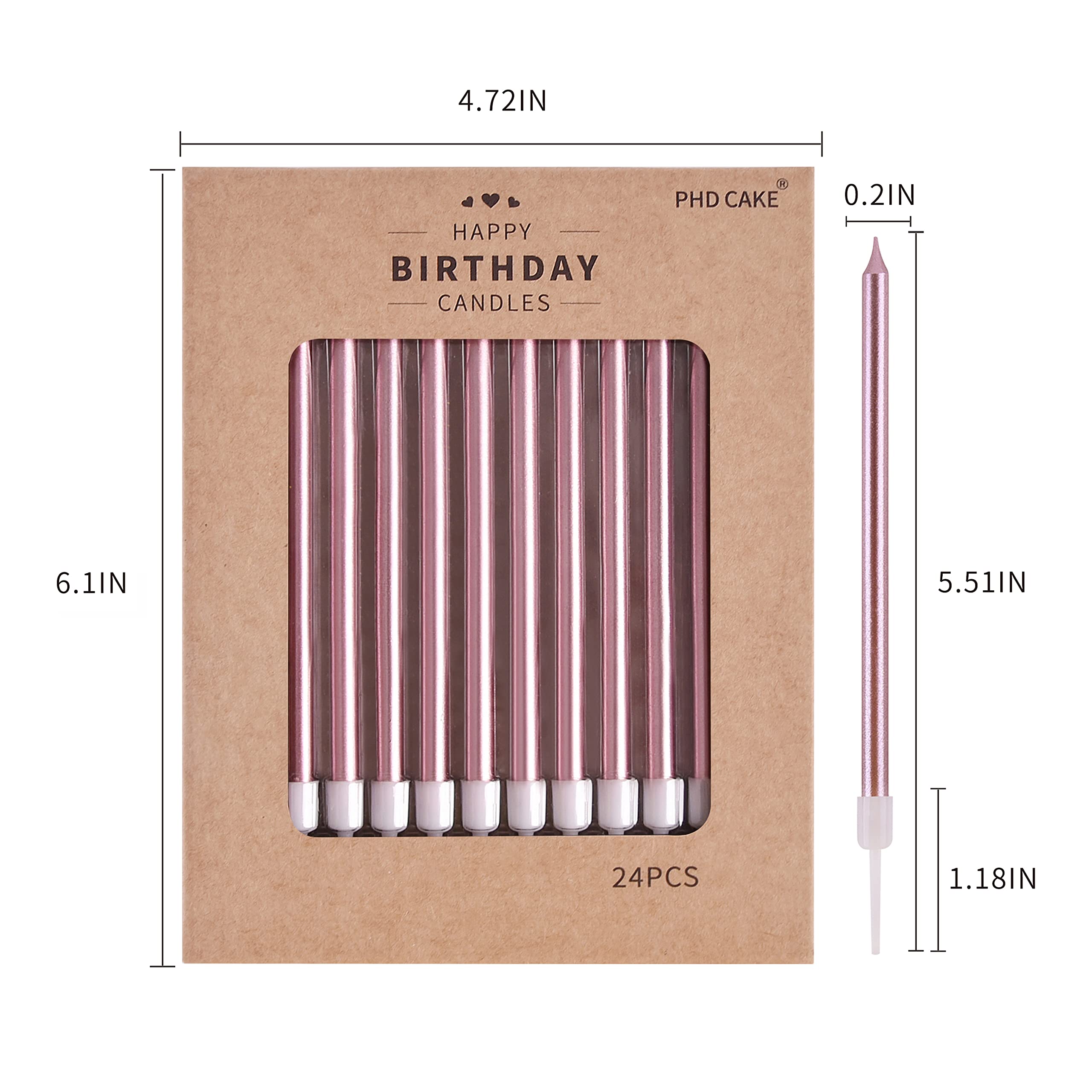 PHD CAKE rose-gold party candles suit weddings and celebrations.
