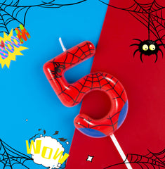 PHD CAKE Spider-themed Number 5 Candle on cake adds memorable decorative touch.