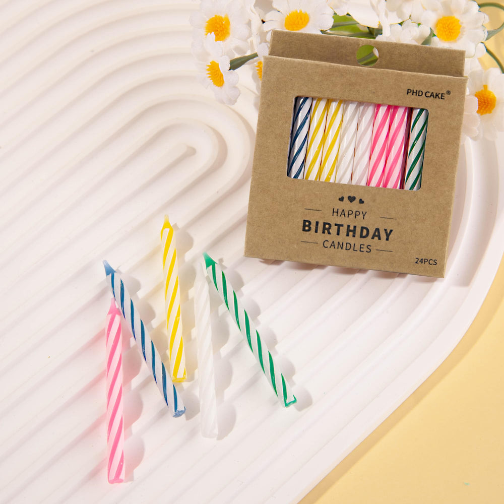 PHD CAKE 2.3-inch standard size spiral candles fit most cakes and cupcakes