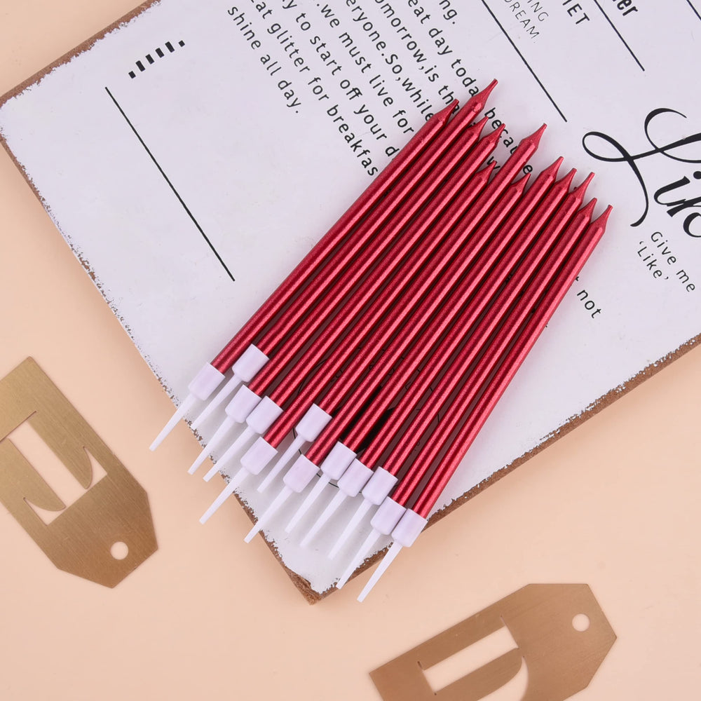 PHD CAKE tall red candle on wedding cake adds glamour