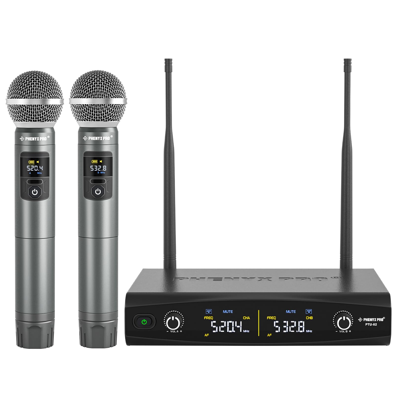 Phenyx Pro PTU-52-2H UHF receiver with rugged metal chassis for reliable performances