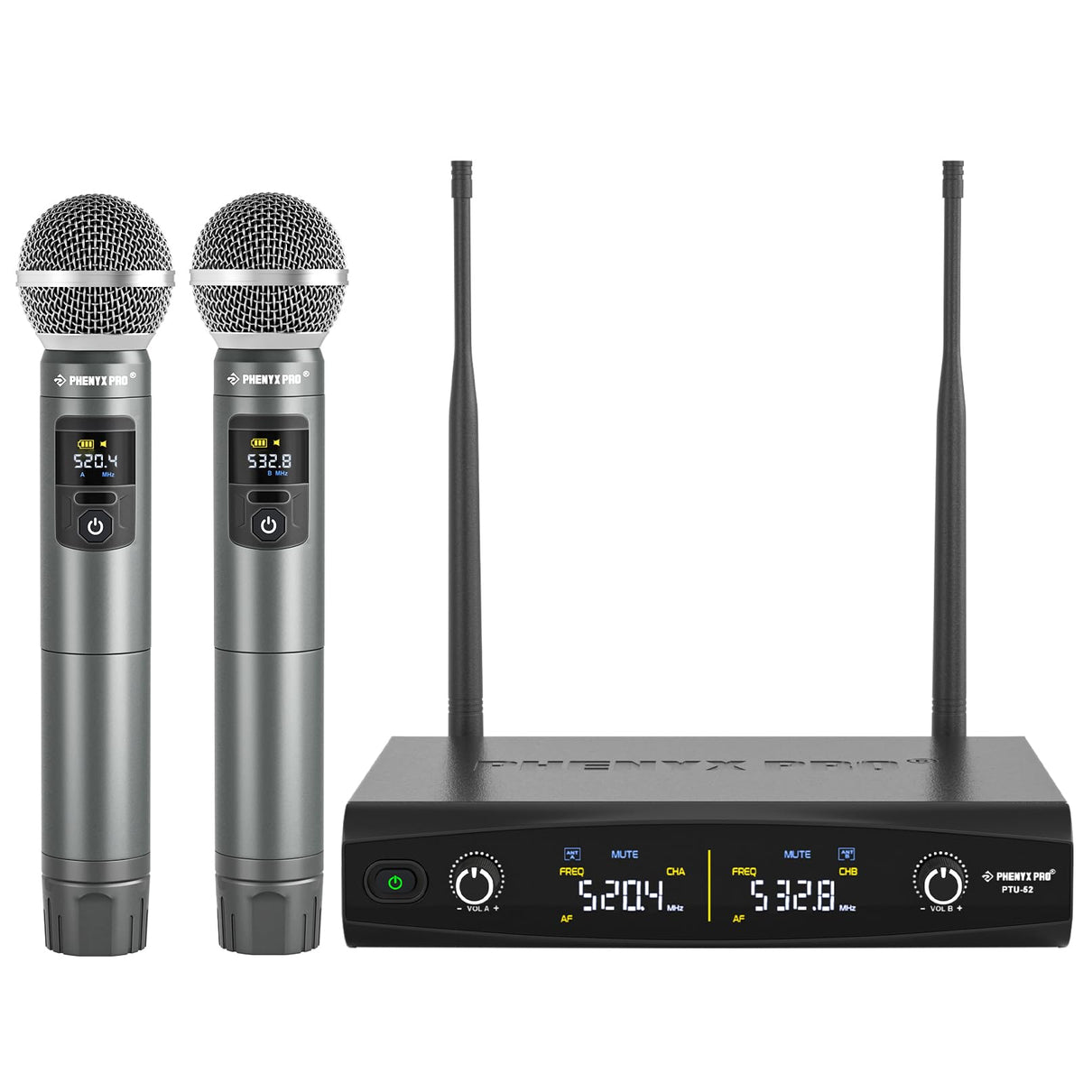 Phenyx Pro PTU-52-2H UHF receiver with rugged metal chassis for reliable performances