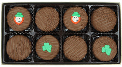 Philadelphia Candies shamrock decorated sandwich cookie, ideal for gifting and celebrations.