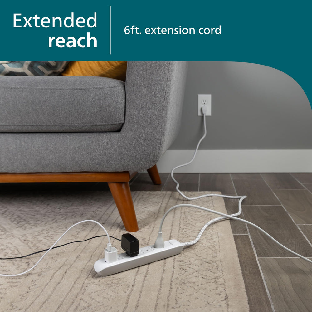 Philips 1080 joules protection guards against voltage spikes.