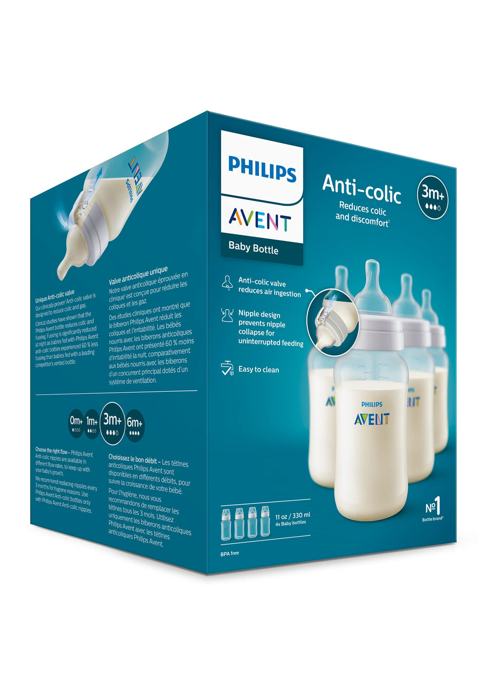 Philips Avent 11oz bottles on a clean feeding setup