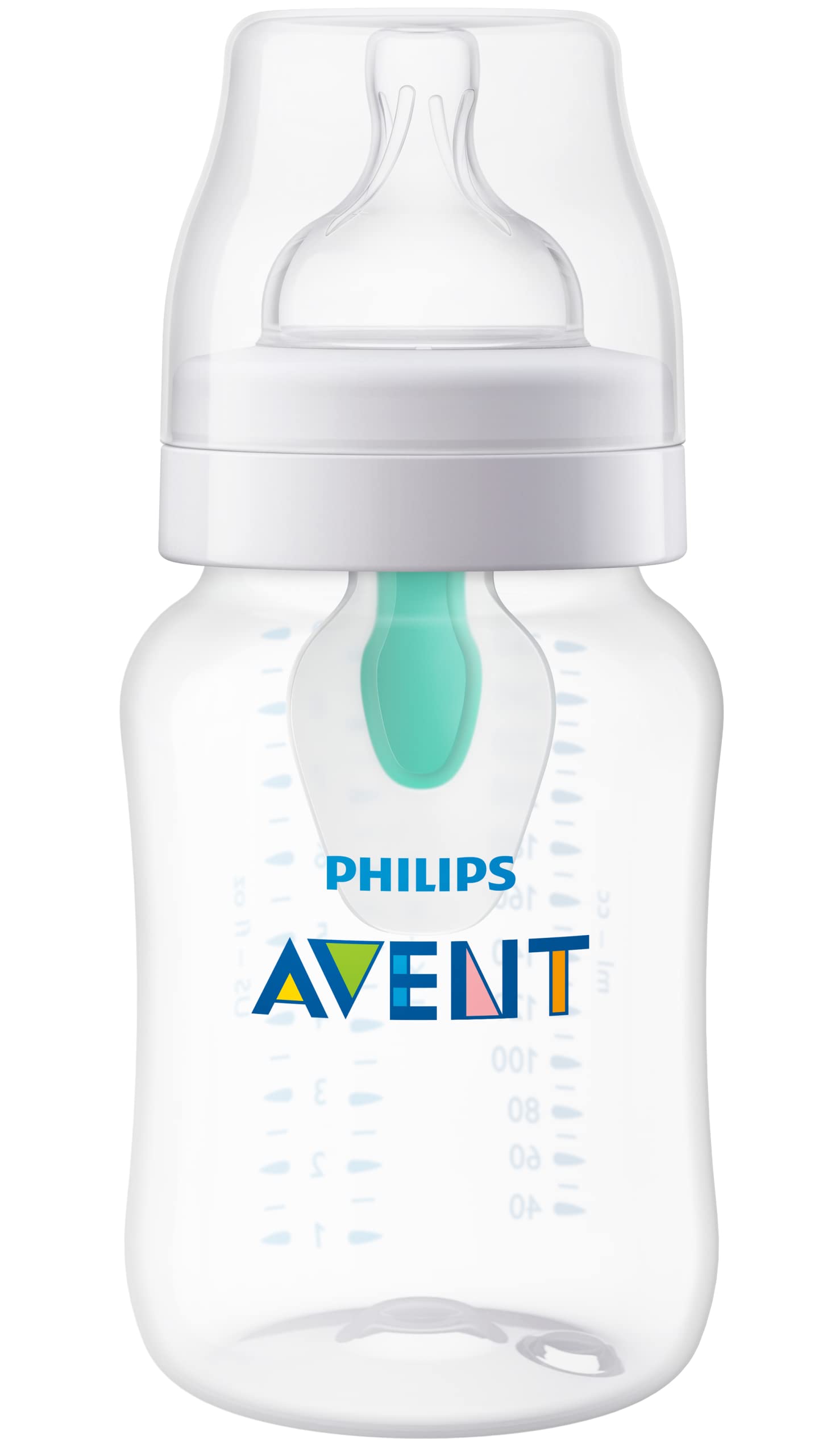 Philips Avent AirFree vent bottle showing the anti-colic design for calmer feeds.